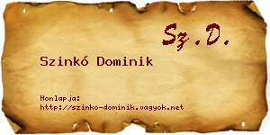 Szinkó Dominik névjegykártya